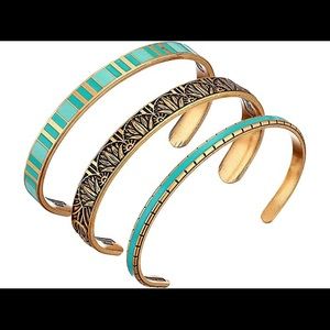 Alex and Ani Blue Lotus Cuff Bracelet Set